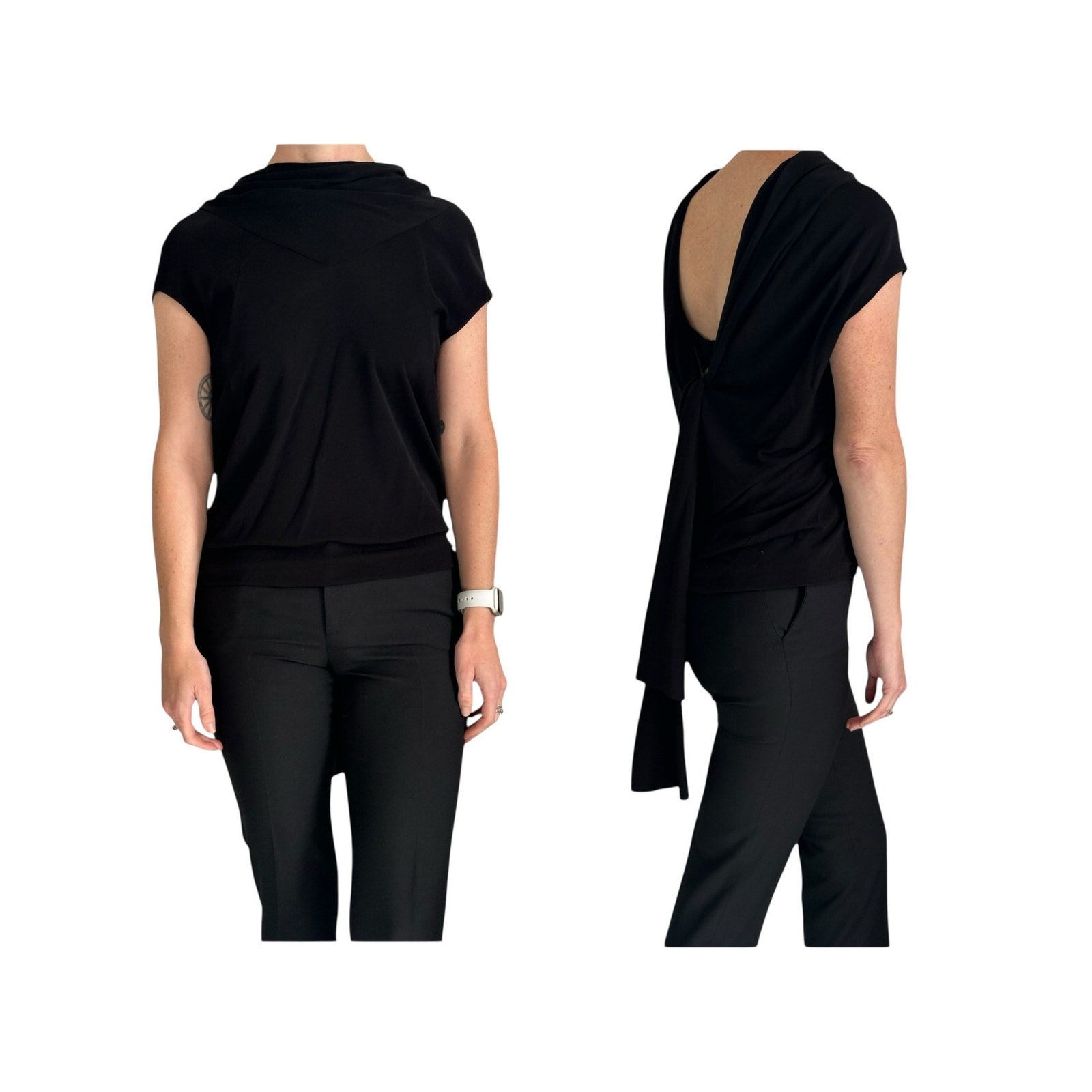Vintage Balenciaga.Paris Y2k '05 Black Draped Back Blouse Nicolas Ghesquire Era